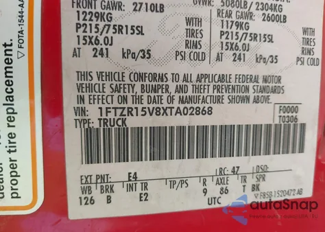 1999 Ford Ranger Super Cab из США, поврежденный, VIN 1FTZR15V8XTA02868